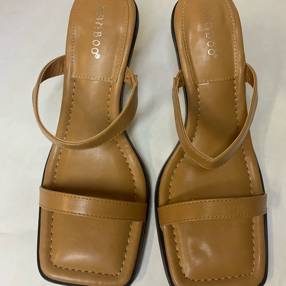 New Bamboo caramel High Heel Slide Sandals Size:10 - Picture 2 of 4